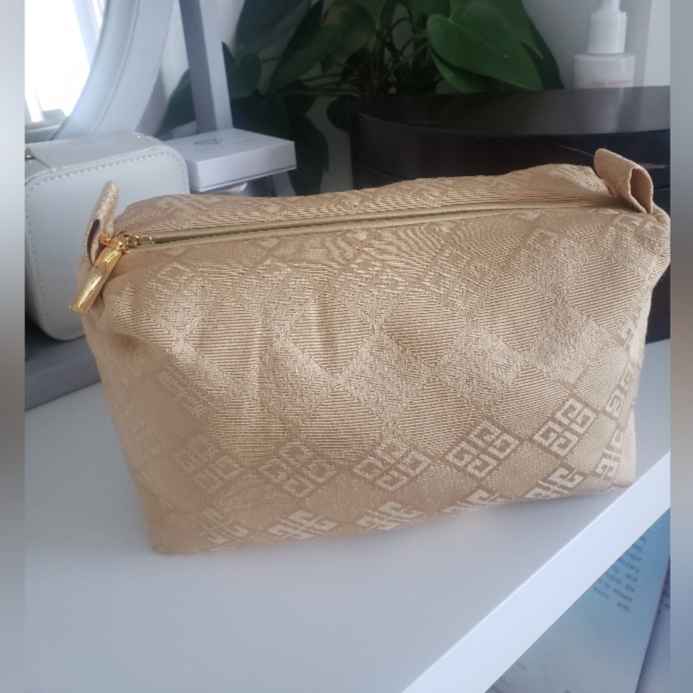 Givenchy Gold Quilted Logo Cosmetic Pouch